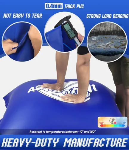 Vista 3 de Angooni Almohada de piscina resistente de 4 x 4 pies con cuerdas de 4 x 20 pies, almohada de PVC de 0.016 in de grosor para invierno con válvula