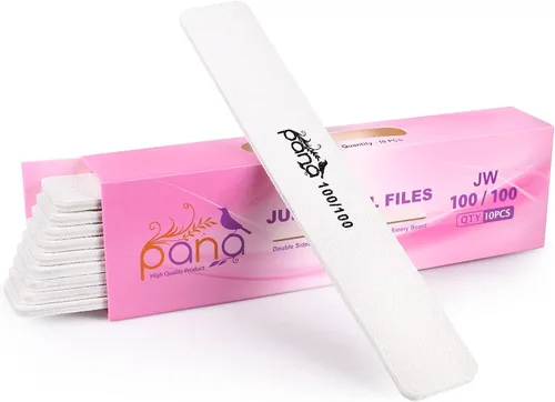 Vista 18 de 10 PIEZAS Limas de Uñas Profesionales PANA de Doble Cara Tamaño Jumbo - Negro, Grano 60/60 - Lima de Uñas Tipo Esmeril Lima Pulidora de Uñas