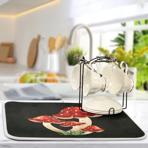 Vista 33 de Tapete de secado de platos de gnomos del día de San Patricio para encimera de cocina, tréboles, tapete de secado de microfibra, absorbente