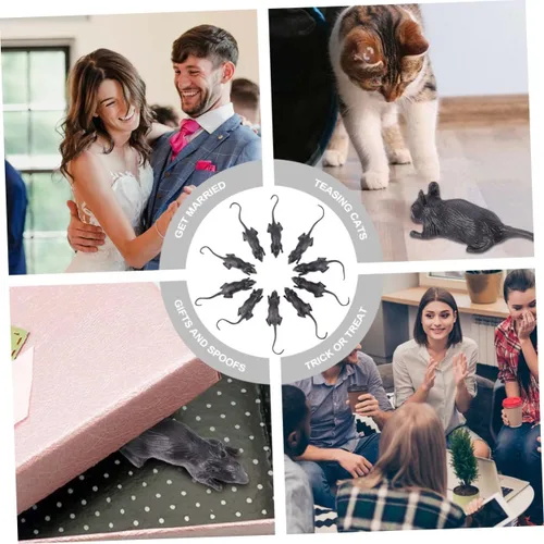 Vista 5 de Vaguelly 10pcs Realistic Halloween Fake Mouse Prank Scary Plastic Mice for Party Decorations Creepy Simulation for and Themed Events