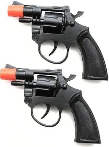 Pistola de tapa de juguete: juego de 2 revólveres estilo policía 38 Super Cap 8-Shot