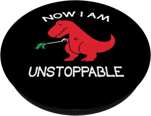 Vista 2 de Now I'm Unstoppable - Funny T-Rex Dinosaur PopSockets Grip y soporte para teléfonos y tabletas