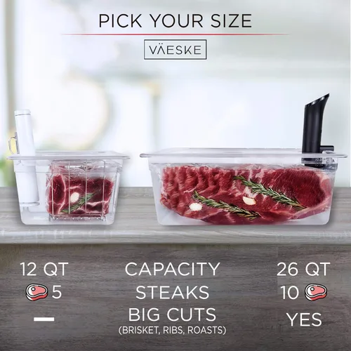 Vista 5 de Väeske Recipiente Sous Vide con tapa, se adapta a la mayoría de cocinas Sous Vide, accesorios Sous Vide (12 cuartos de galón, estante)