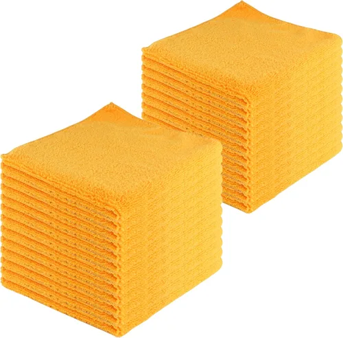 Vista 13 de Toallas de limpieza de microfibra, paquete de 12, 16 x 16 pulgadas, multiusos, más suaves, altamente absorbentes, sin pelusas, reutilizables, Negro
