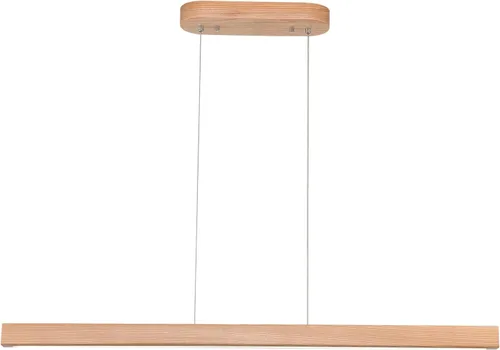 Vista 11 de Lámpara colgante lineal de madera de 31.5" – Lámpara de araña LED regulable con control remoto, iluminación moderna ajustable de estilo granja