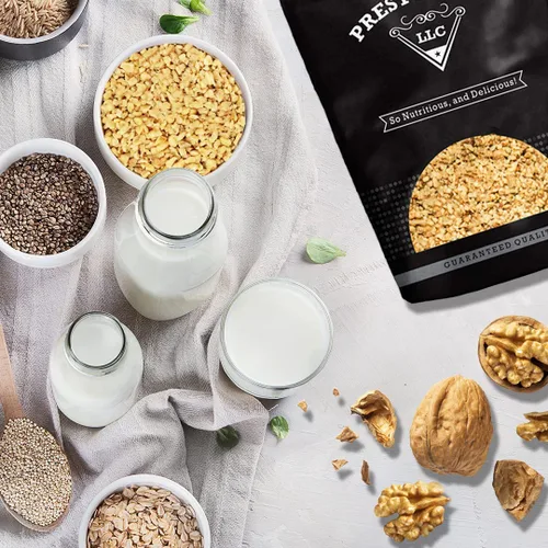 Vista 4 de Nueces, Fresh" Raw Light Small Chopped California, aperitivo saludable, gran fuente de OMEGA-3, perfección, vegano, alto en proteínas, empaquetado