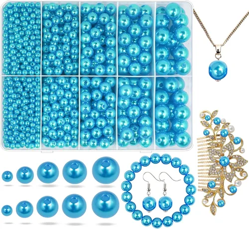 Vista 30 de Perlas de Perla Negra para Hacer Joyas, 1750 piezas de Perla Negra para Manualidades con Agujero de 4 mm 6 mm 8 mm 10 mm 12 mm Perla Espaciadora
