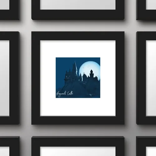 Vista 2 de Trends International Gallery Pops - Póster de pared de Harry Potter Glimmer Hogwarts Castle, 12.00 x 12.00 pulgadas, versión de marco negro