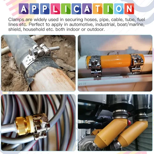 Vista 6 de Glarks 6 abrazaderas de manguera con perno en T de 0.669-0.748 in, acero inoxidable 304, abrazaderas de tubo ajustables para manguera de rango