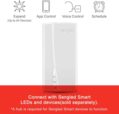 Vista 3 de Sengled Smart Home Hub Z01-hub, bombillas inteligentes Zigbee Smart Products usadas, compatibles con Alexa, Google Assistance, blanco, 1 paquete