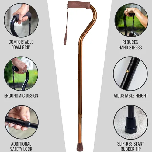 Vista 7 de DMI Walking Cane for Adult Men and Women, FSA Eligible, Lightweight and Adjustable, Ergonomic Hand Grip and Wrist Strap