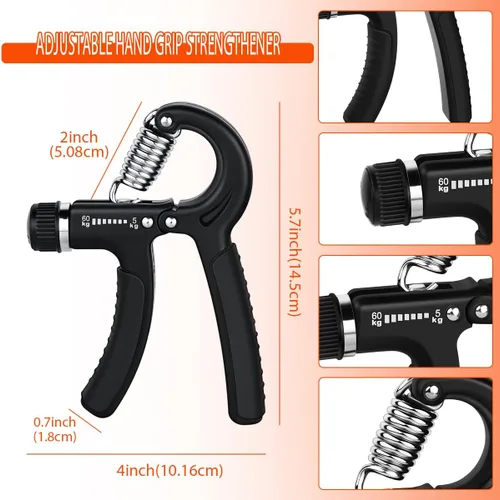 Vista 3 de 2 piezas de fortalecedor de agarre de mano, exprimidor de entrenamiento de mano, resistencia ajustable de 11 a 132 libras (11.0-132.3 lbs)