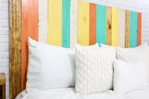 Vista 21 de Diseño mixto: cabecero hecho a mano. Se monta en pared: Fácil instalación:, Madera, Mezcla de todo terreno.