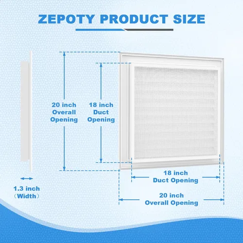 Vista 2 de Paquete de 2 Rejillas de Ventilación para Hastial de Aluminio de 20"x20" – Rejillas de Ventilación Modernas para Cobertizo y Ático para Flujo