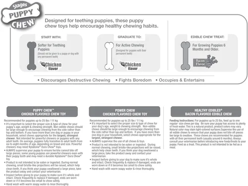 Vista 8 de Nylabone - Kit de inicio para cachorros con juguetes para masticar, paquete de juguetes y golosinas para masticar, suministros para cachorros