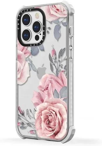 Vista 2 de CASETiFY Funda Ultra Impact para iPhone 13 Pro Max [protección contra caídas de 9.8 pies] - Detén y huele a las rosas - Transparente