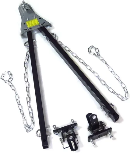 Vista 2 de Barra de remolque ajustable negra con soporte de parachoques de 5000 libras con cadenas RV Car Truck compatible con el sistema Jeep
