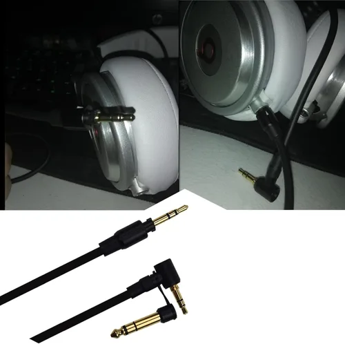 Vista 3 de Sqrmekoko Extensión de repuesto Auxiliar Audio Cable Cable Cable para Beats por Dr Dre Pro/Detox Edition Auriculares (negro)