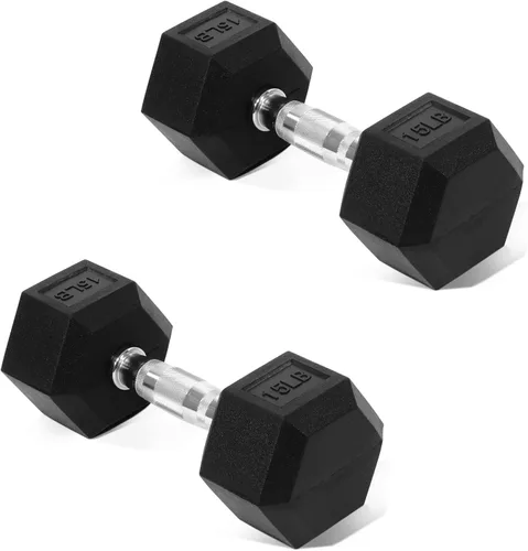 Vista 8 de Fitvids Hex Dumbbells Rubber Coated Hand Weights for Exercises and Fitness Home Gym, 5-50 LB Pair