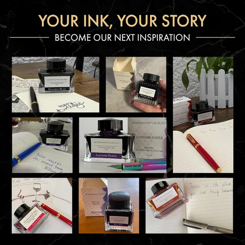 Vista 5 de Wordsworth and Black Botella de Tinta para Pluma Estilográfica (50 ml) Edición Premium de Lujo, [Negro Misterioso] Tinta Embotellada para Plumas