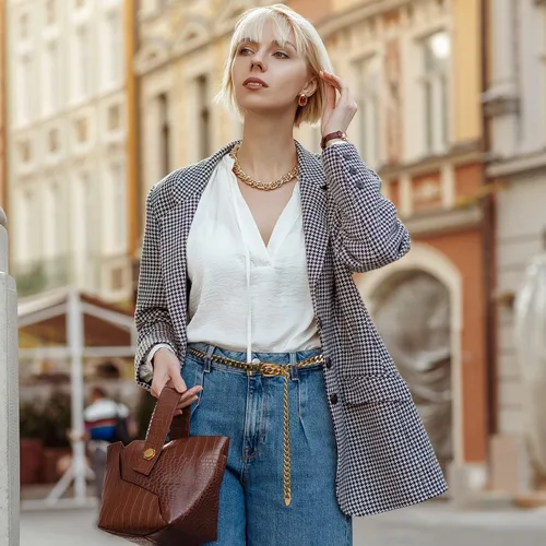 Vista 3 de KunJoe Cinturón de cadena para mujer, cadena de cinturón grueso, cadena de oro