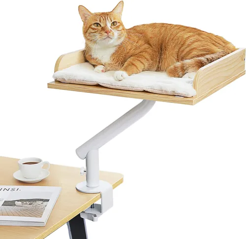 Vista 12 de PAWZ Road Cama de escritorio para gatos, rotación de 360°, soporta hasta 50 Gris