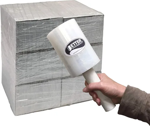 Vista 7 de Better Office Products Paquete de 4 mini envolturas elásticas con mango de fácil agarre, autodisponible, 5 pulgadas x 1000 pies por rollo, calibre