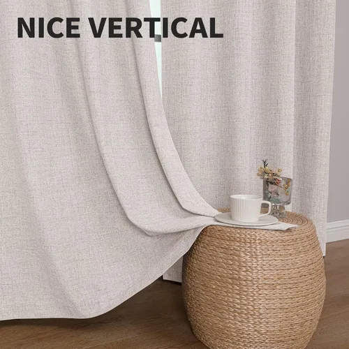Vista 31 de CUCRAF - Juego de 2 paneles de cortinas de ventana con oscurecimiento total del 100%, de 54 pulgadas de largo, con aspecto de lino falso, cortinas