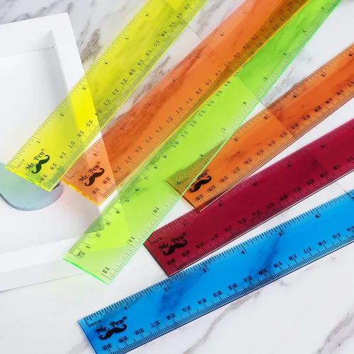 Vista 6 de Mr. Pen - Reglas de plástico, 12 pulgadas, paquete de 6, colores surtidos, diseño resistente a los arañazos con pulgadas y centímetros, reglas