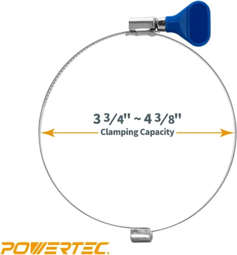 Vista 2 de POWERTEC 70226-P2 Abrazadera de manguera de puente con llave de 4 pulgadas, llave de tornillo de pulgar, abrazaderas de manguera de acero inoxidable