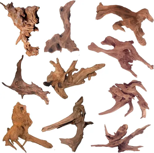 WDEFUN Madera flotante natural para decoración de acuarios, 10 piezas de madera flotante pequeña de 2''-5'' para decoraciones en peceras, reptiles,