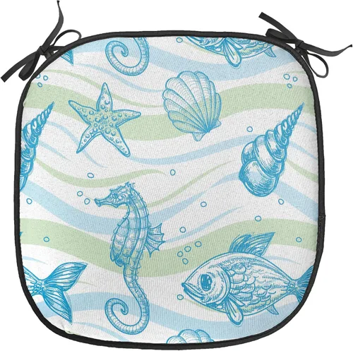 Vista 46 de Ambesonne Grunge Chair Seating Cushion, Retro Striped Background Pineapple Vintage Hippie Graphic, Anti-Slip Seat Padding for Kitchen & Patio