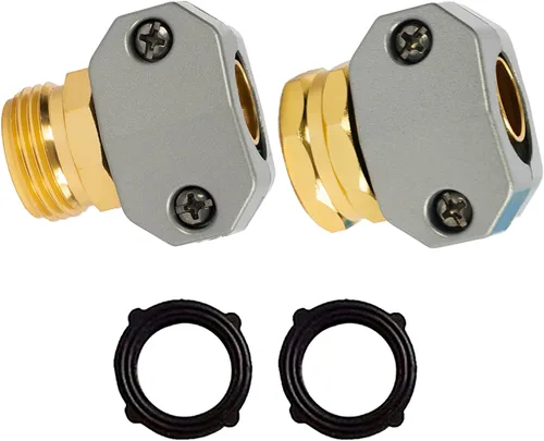 Vista 8 de Kit de reparación de manguera de jardín Hourleey, 4 juegos de conector de manguera de jardín de aleación de aluminio, accesorios de reparación