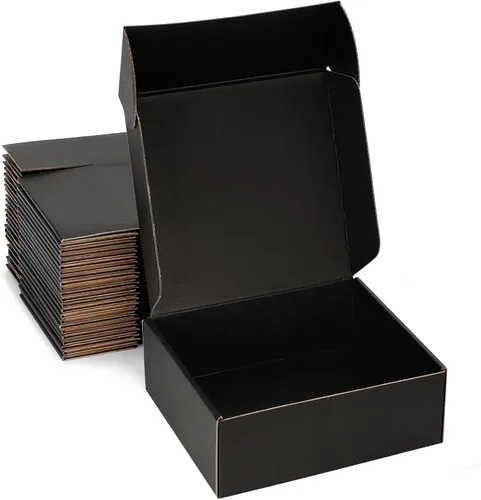 Vista 30 de Cajas de envío pequeñas de 6 x 4 x 3 pulgadas (paquete de 25) – Cajas de cartón corrugado negro resistentes para pequeñas empresas, comercio