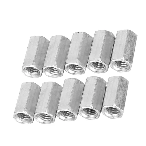Vista 7 de Tuercas largas, 10 tuercas de varilla largas, tuercas de acoplamiento hexagonal, tuerca de manga hexagonal M8 sujetadores roscados (M8 x 20)