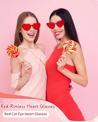 Vista 7 de Salfboy Gafas de sol de corazón para mujer, color caramelo, gafas de sol de despedida de soltera regalos de fiesta