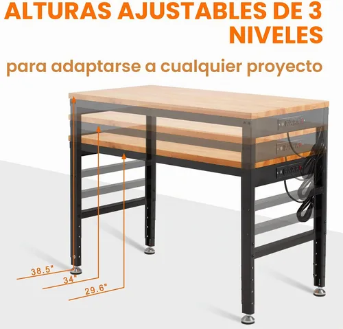Vista 6 de Haddockway Banco de trabajo ajustable para garaje