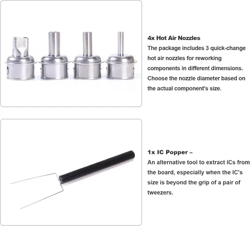 Vista 6 de YIHUA 993DM Touch-Screen Rework Station, Powerful 1000W with 3 Memories, Variable Precise Temperature (212°F to 932°F), Cool/Hot Air and more