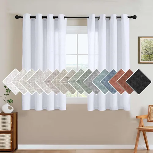 Vista 68 de H.VERSAILTEX - Elegantes cortinas de lino natural mezclado, eficientes energéticamente, con filtro de luz, textura de lino, paneles para ventana