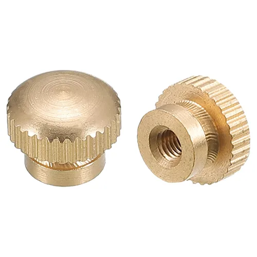 uxcell Tuercas moleteadas para pulgar, 5 tuercas moleteadas de latón M3 x D10mm x H8mm con collar de cabeza alta con agujero ciego moleteado para