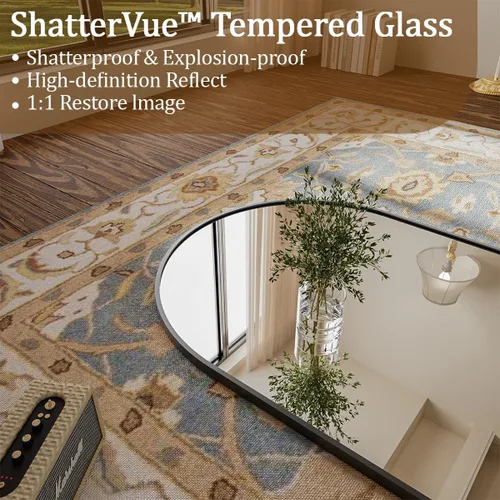 Vista 2 de Koonmi - Espejo arqueado de 21x56 pulgadas, espejo grande de pie con marco de aleación de aluminio, espejo de cuerpo completo para colocar de pie