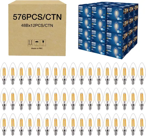 Vista 18 de FLSNT Bombillas LED equivalentes a 40 W, bombillas LED ámbar regulables B11 E12, base de candelabro, 2200 K, blanco cálido, 330 lm, paquete de 6