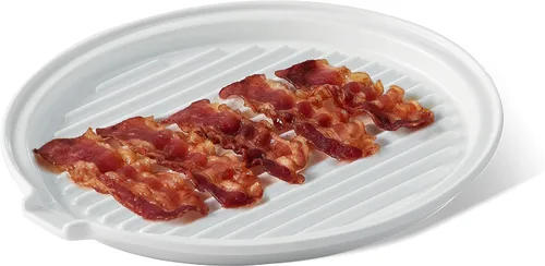Vista 10 de ONEMORE Bandeja para Tocino de Microondas con Tapa Cocinador de Tocino de Cerámica Rejilla para Carne para Cocinar en Horno Fabricante de Tocino
