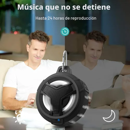 Vista 7 de EBODA Altavoz de ducha Bluetooth, altavoces Bluetooth portátiles, altavoz inalámbrico impermeable IP67 con luz LED, flotante, 2000 mAh, estéreo