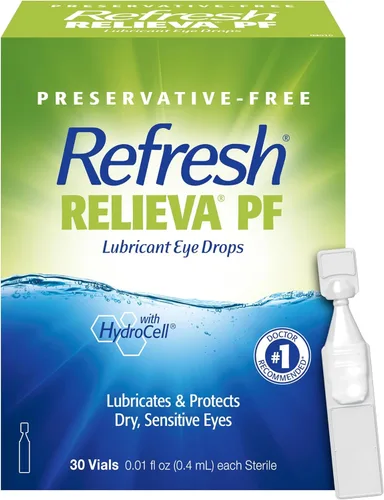 Refresh Relieva PF - Gotas lubricantes para ojos secos, sin conservantes, recipientes de un solo uso de 0.01 onzas líquidas, 30 unidades