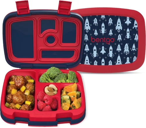 Vista 14 de Bentgo Kids Prints - Lonchera para niños, a prueba de derrames, con 5 compartimentos, estilo bento, tamaño de porciones ideales para edades de 3 a 7