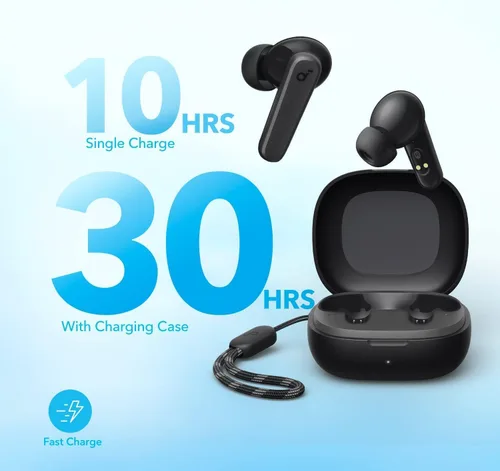 Vista 4 de Soundcore de Anker P20i Auriculares True Wireless, controladores de 10mm con graves potentes, Bluetooth 5.3, tiempo de reproducción largo de 30H