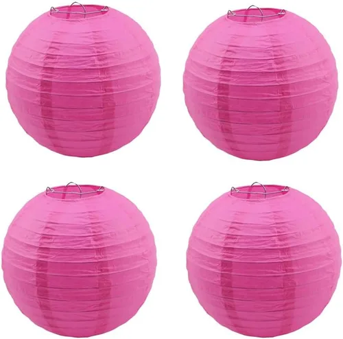Vista 17 de 4 linternas de papel redondas para lámpara de papel, linternas de papel chinas, japonesas para colgar, para boda, cumpleaños, hogar, fiesta, Negro