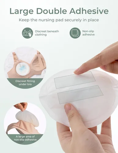 Vista 6 de Momcozy Almohadillas de lactancia desechables de bambú, núcleo azul avanzado para un diseño ultra absorbente, a prueba de fugas y 3D, biodegradables