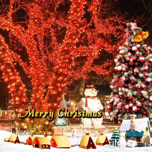 Vista 2 de iShabao Luces solares de Navidad para exteriores, 33 pies, 100 luces LED solares de cadena de hadas, 8 modos, luces de Navidad impermeables